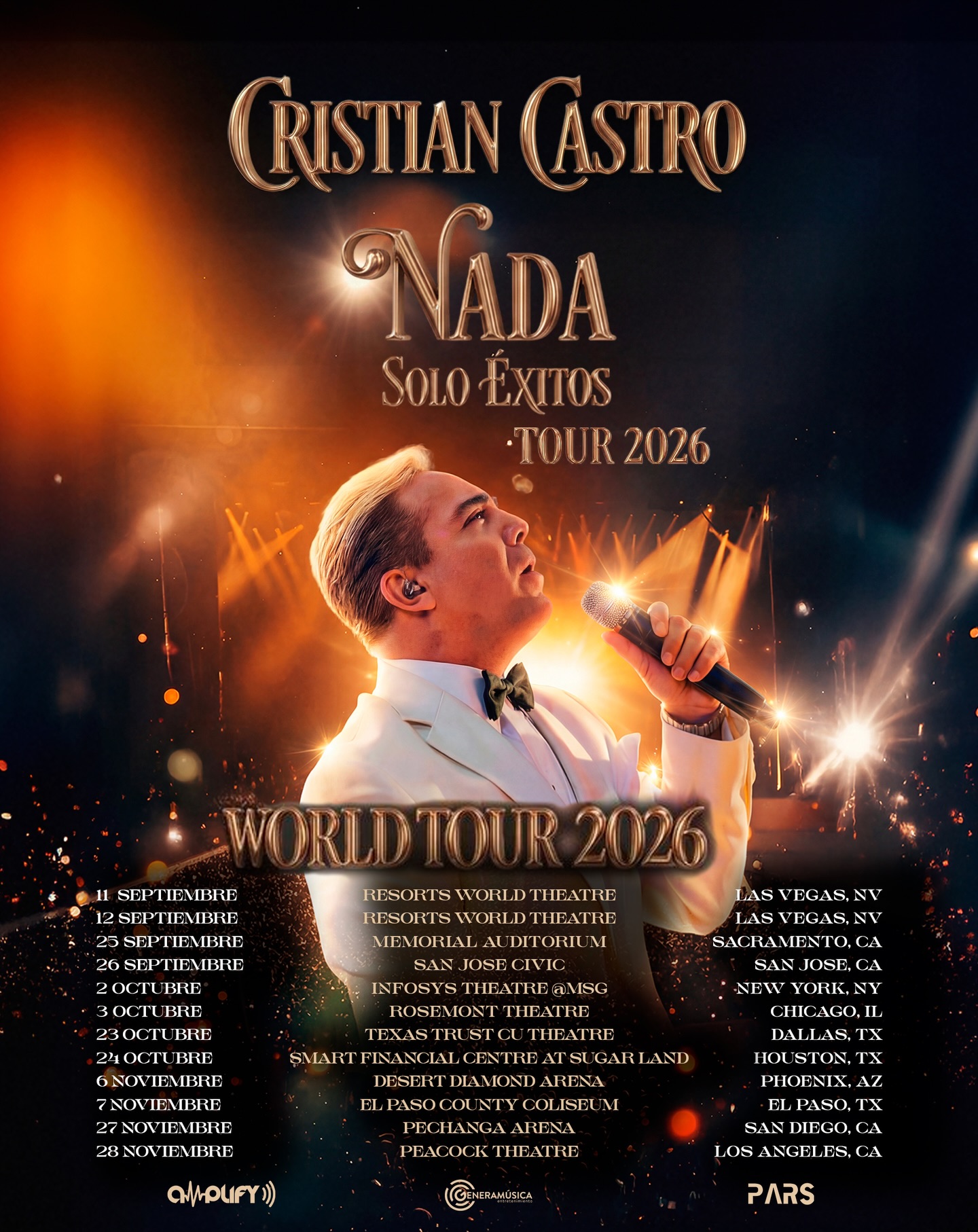 Cristian Castro Nada Solo Exitos Tour Poster 2026–2027